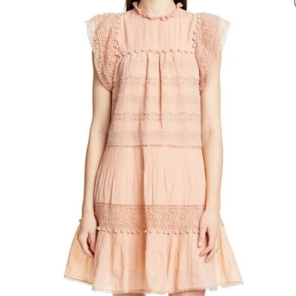 Ulla Johnson Dresses & Skirts - Ulla Johnson Nora Crochet Trim Trapeze Dress, Size 8